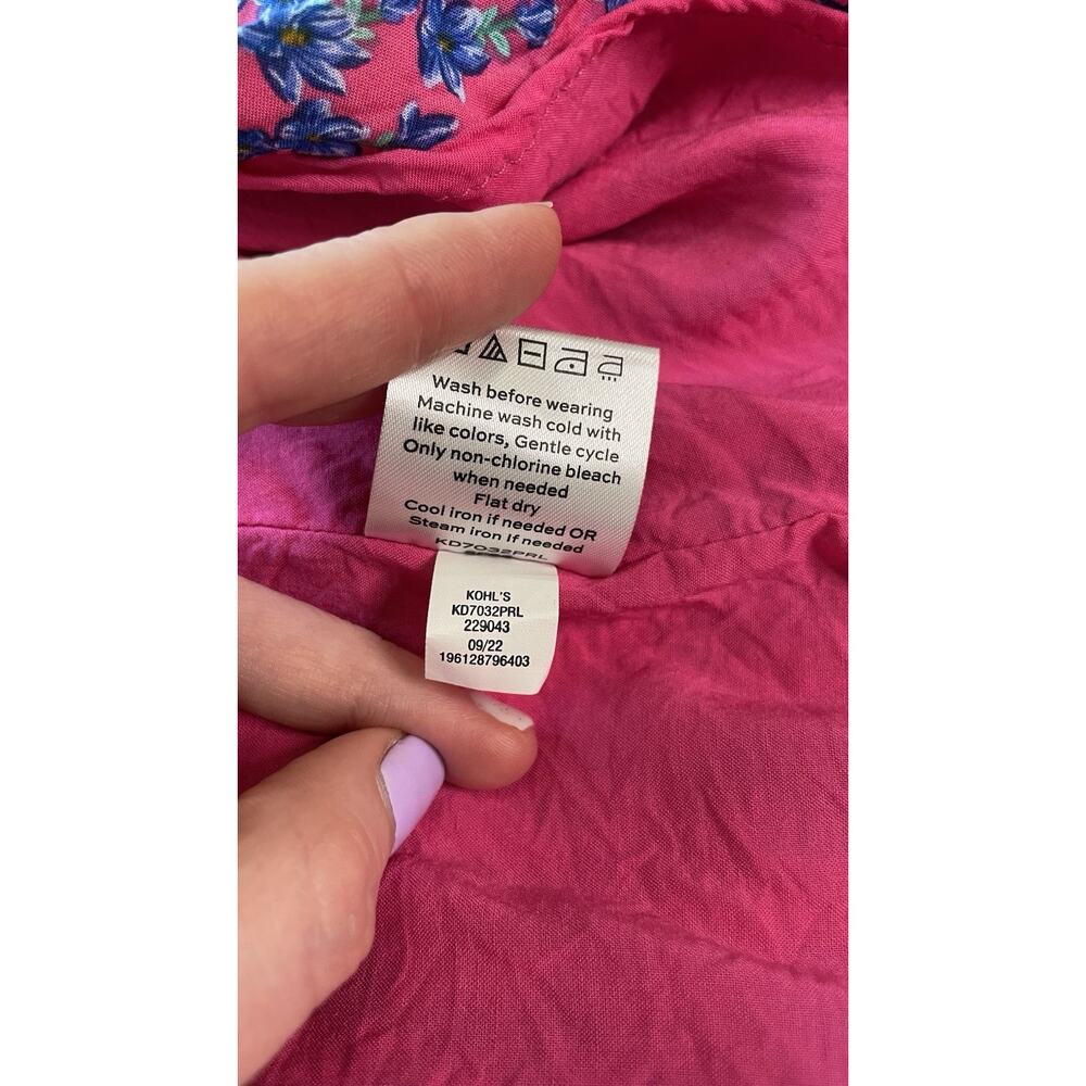 Draper James RSVL Floral Smocked Preppy Cottagecore Mini Dress Pink Blue Large L - Picture 10 of 11